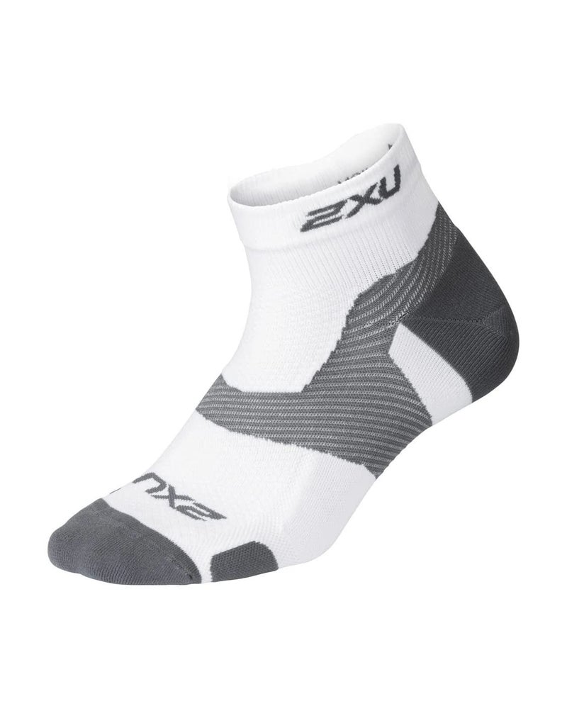 2XU Vectr 1/4 Crew Sock, White/Grey, Large - Image 1